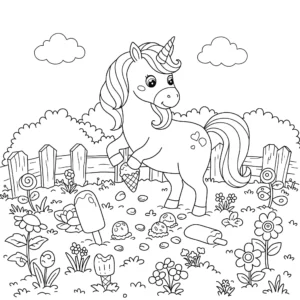 coloriage Glace Licorne à imprimer pour enfant de 2 ans