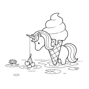 coloriage Glace Licorne pour enfant de 7 ans
