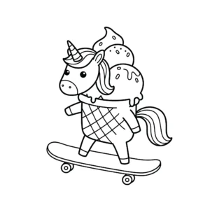 coloriage Glace Licorne pour enfant de 2 ans