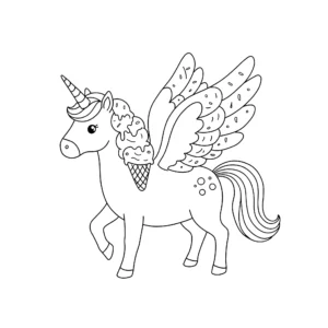 coloriage Glace Licorne à imprimer pour enfant de 4 ans