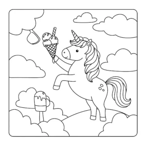 imprimer coloriage Glace Licorne gratuit