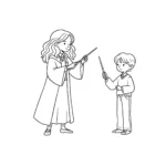 coloriage Hermione à imprimer kawaii