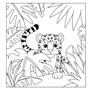 coloriage Jungle à imprimer kawaii