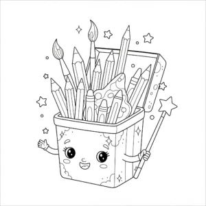coloriage La Boîte à Crayons Magique d