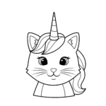 coloriage Portrait de Chat Licorne à imprimer pour enfant de 6 ans