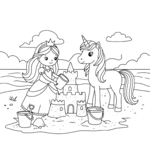 coloriage Princesse Licorne pour enfants