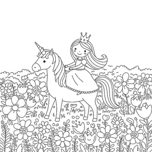 imprimer coloriage Princesse Licorne pour enfant