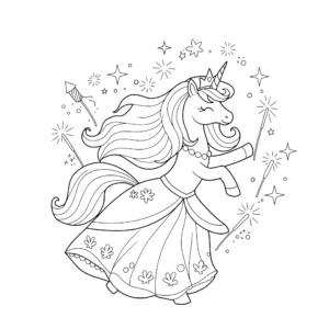 coloriage Princesse Licorne pour enfant de 4 ans