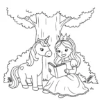 coloriage Princesse Licorne educatif pour enfant