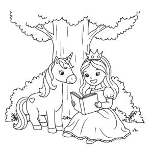 coloriage Princesse Licorne educatif pour enfant