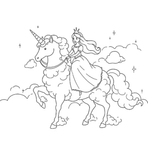 coloriage Princesse Licorne à imprimer pour enfant de 6 ans