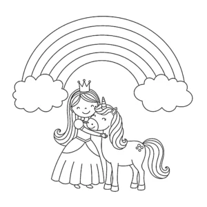 coloriage Princesse Licorne à imprimer pour enfant de 3 ans
