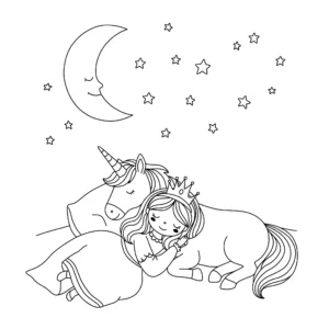 coloriage Princesse Licorne à imprimer a4