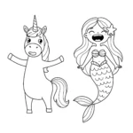 coloriage Sirene Licorne a colorier en ligne