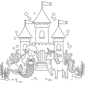 télécharger coloriage Sirene Licorne gratuit