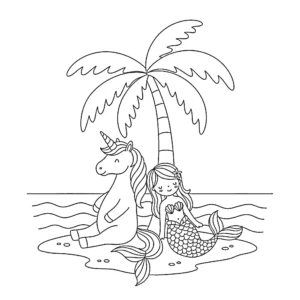 coloriage Sirene Licorne et découpage à imprimer