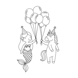 coloriage Sirene Licorne à imprimer pour enfant de 2 ans