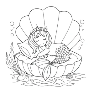coloriage Sirene Licorne pour primaire