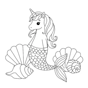 télécharger coloriage Sirene Licorne gratuit