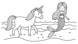 coloriage Sirene Licorne d