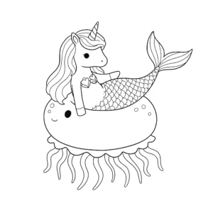 coloriage Sirene Licorne de pour enfants
