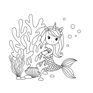 coloriage Sirene Licorne pour enfant de 7 ans