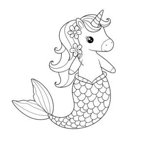 coloriage Sirene Licorne à imprimer a4