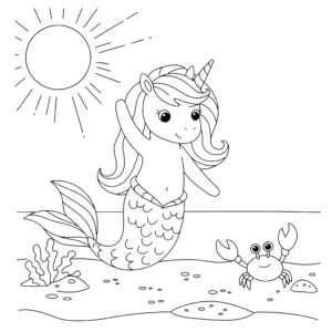 coloriage Sirene Licorne a telecharger