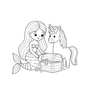 imprimer coloriage Sirene Licorne gratuit