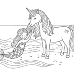 coloriage Sirene Licorne pour enfant de 5 ans