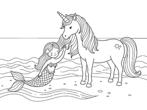 coloriage Sirene Licorne pour enfant de 5 ans