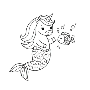 coloriage Sirene Licorne à imprimer pdf gratuit