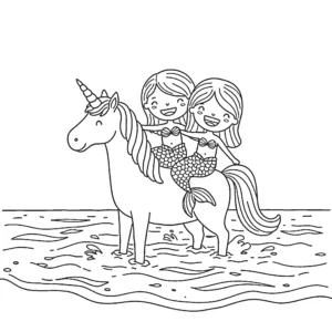 coloriage Sirene Licorne pour enfants à imprimer