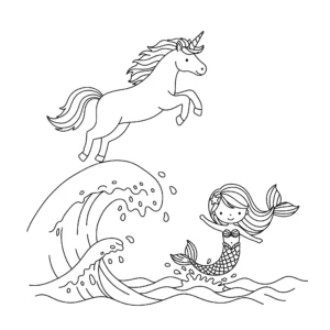 coloriage Sirene Licorne pour enfant de 2 ans
