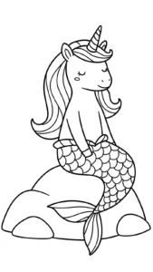 coloriage Sirene Licorne de pour enfants