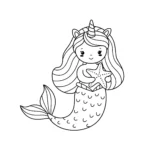 coloriage Sirene Licorne à imprimer pour enfant de 4 ans