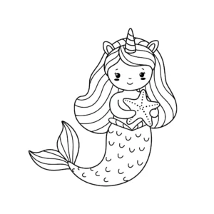 coloriage Sirene Licorne à imprimer pour enfant de 4 ans