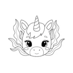 coloriage Tête de Sirène Licorne avec des algues douces gratuit pour enfants