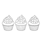 coloriage Trois Cupcakes Alignés et dessins
