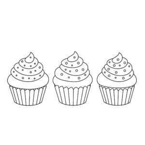 coloriage Trois Cupcakes Alignés et dessins