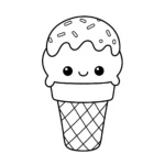coloriage Un cornet de glace avec une crinière ondulée pour enfant de 3 ans