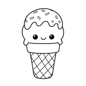 coloriage Un cornet de glace avec une crinière ondulée pour enfant de 3 ans