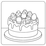 coloriage Un gâteau rond décoré d’œufs a imprimer gratuit