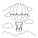 coloriage Une montgolfière au dessus des nuages pour enfants à imprimer