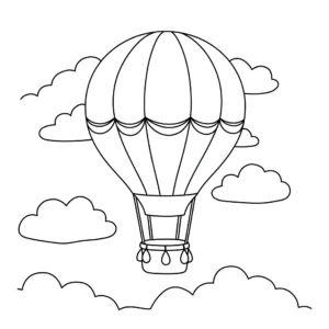 coloriage Une montgolfière au dessus des nuages pour enfants à imprimer