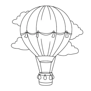 coloriage Une montgolfière isolée dans le ciel a colorier en ligne gratuitement
