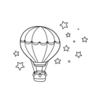 coloriage Une petite montgolfière et des étoiles pour enfant de 7 ans