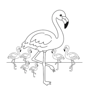 coloriage Flamant Rose pour enfant de 6 ans