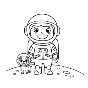 coloriage Astronaute pour enfant de 7 ans