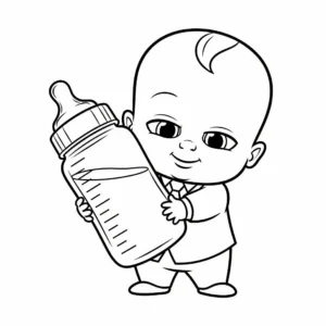 coloriage Baby Boss et son Biberon Géant pour bebe a imprimer
